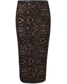 Topshop Black Paisley Tube Skirt - Lyst