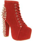 Jeffrey Campbell Lita Platform Ankle Boot Red Nubuck - Lyst