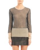 Alexander Wang Net Overlay Long Sleeve Crewneck Sweater - Lyst