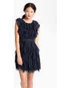 Jill Stuart Raw Edge Silk Chiffon Dress - Lyst