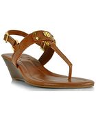 Tory Burch Robinson Honey Leather Thong Wedge Sandal - Lyst