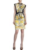 Lanvin Floral Cap Sleeve Dress - Lyst