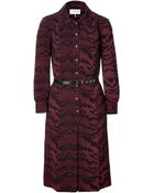 Emilio Pucci Bordeaux Pleated Dress With Belt - Lyst