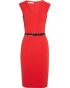 Michael Kors Belted Stretch Woolcrepe Dress - Lyst