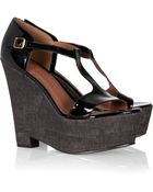 Elizabeth And James Patentleather and Cork Wedge Sandals - Lyst