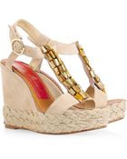 Paloma Barceló Agamar Embellished Suede Wedge Sandals - Lyst