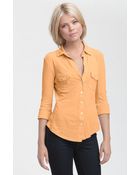 James Perse Button Front Jersey Shirt - Lyst