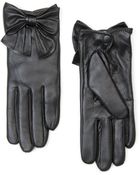 Mango Bow Leather Gloves - Lyst