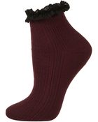 Topshop Wine Lace Trim Ankle Socks - Lyst