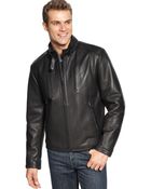 Calvin Klein Leather Motorcycle Jacket - Lyst