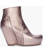 Rick Owens Metallic Bronze Wedge Ankle Boots - Lyst