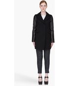 Mackage Black Leather Sleeved Aline Coat - Lyst