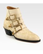 Chloé Suzanna Leather Studded Buckle Ankle Boots - Lyst
