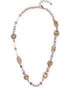 Oscar de la Renta Rose Gold Crystal Chain Necklace - Lyst