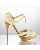 Ralph Lauren Collection Jedina Raffia Tstrap Sandal - Lyst