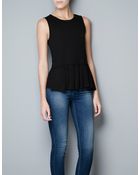 Zara Peplum Frill T-shirt - Lyst
