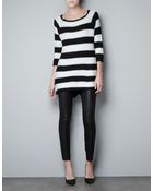 Zara Striped Moss Stitch Sweater - Lyst