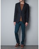 Zara Structured Blazer with Crest and Elbow Patches - Lyst