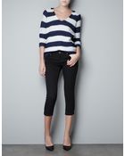 Zara Striped Moss Stitch Sweater - Lyst