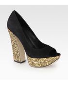 Boutique 9 Suede Glitter Coated Platform Pumps - Lyst