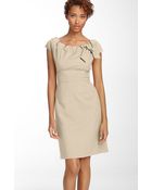 Donna Ricco Gathered Neckline Twill Dress - Lyst