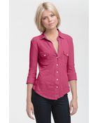 James Perse Button Front Jersey Shirt - Lyst