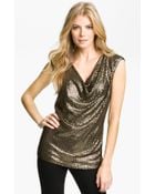 MICHAEL Michael Kors Drape Neck Sequin Top - Lyst