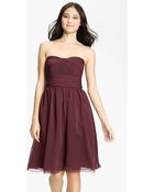 Ml Monique Lhuillier Bridesmaids Strapless Chiffon Dress - Lyst