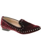 River Island Velvet Stud Slipper Shoes - Lyst