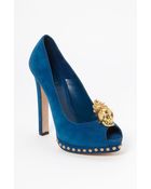 Alexander McQueen Open Toe Skull Pump - Lyst