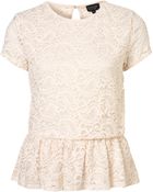 Topshop Paisley Lace Peplum Tee - Lyst
