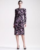 Bottega Veneta Printed Crepe Longsleeve Dress - Lyst