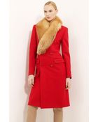 Michael Kors Detachable Fox Fur Collar Coat - Lyst