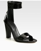 Tibi Barbara Patent Leather Heel Ankle Strap Sandals - Lyst