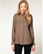 French Connection Silk Blend Military Shirt - Lyst