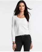 Ann Taylor Cotton Modal Scoop Neck Long Sleeve Tee - Lyst