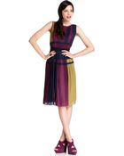 BCBGMAXAZRIA Sleevless Pleated Colorblock - Lyst
