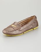 Sam Edelman Lizardprint Suede Flat - Lyst