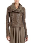 Rick Owens Draped Leather Jacket - Lyst