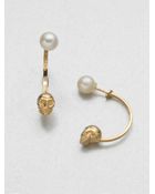 Delfina Delettrez Skull and Freshwater Pearl Earrings - Lyst