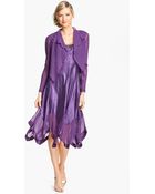 Komarov Handkerchief Hem Charmeuse Dress Chiffon Jacket - Lyst