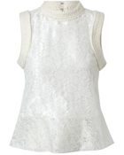 Simone Rocha Lace and Wool Peplum Top - Lyst