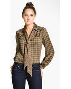 Bellatrix Mix Print Tie Neck Shirt - Lyst