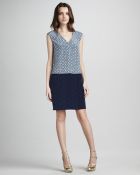Tibi Vneck Eyeletprint Shift Dress - Lyst