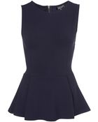 Topshop Sleeveless Peplum Top - Lyst