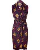 Sophie Theallet Midnight Blue Baroque Print Silk Wrap Dress - Lyst