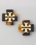 Tory Burch Clover Logo Earrings Brown - Lyst