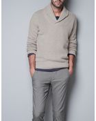 Zara Tuxedo Collar Sweater - Lyst