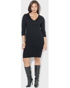 Lauren by Ralph Lauren V-Neck Merino Wool Sweater Dress - Lyst