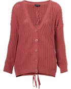 Topshop Knitted Lace Up Back Cardi - Lyst